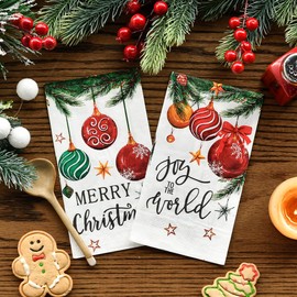 Horaldaily 50 Christmas Disposable Paper Decorative Guest Napkins, Xmas Balls for Party Lunch Dinner Kitchen Bathroom