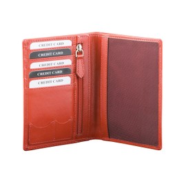 KORUMA RFID Blocking Executive Genuine Leather Travel Wallet Biometric Passport Credit Card Document Holder (Red)