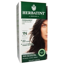 Pack of 3 x Herbatint Permanent Herbal Haircolour Gel 1N Black - 135 ml