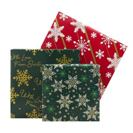 Snowflakes Wrapping Paper,6 Sheets Green Red Christmas Wrapping Paper Winter Birthday Gold White Snow Gift Wrapping Paper Craft Paper for Xmas New Year Man Women Kids Gift Wrap,28 * 20 Inch