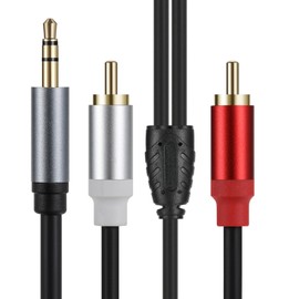 LOKEKE 3.5mm TRS Male to 2RCA Male Cable 0.3m, Gold Plated 2RCA to 3.5mm 1/8'' Audio Cable Cord Wire Y Adapter for Tablets, MP3, HiFi Stereo System, Speaker(Male to Male)