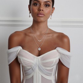 GlimmerStyle 3 Sterling Silver Disc Pendant Layered Necklace, Chains, Necklace for Women, Silver Chain