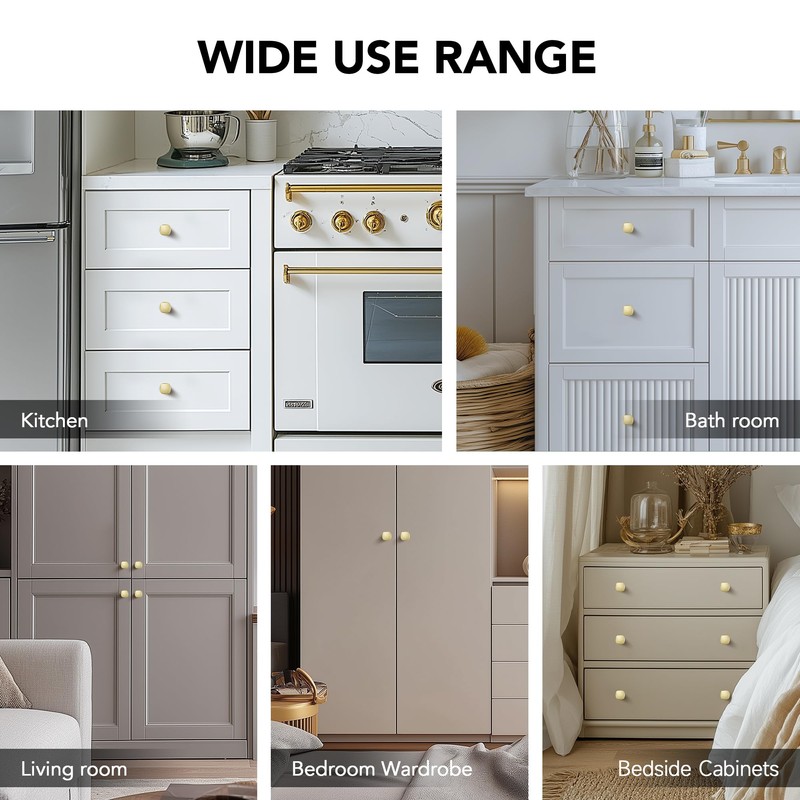 HOME EDIT Gold Cabinet Knobs Single Hole Wide Base Square