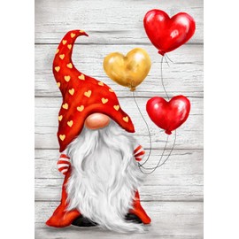 Toland Home Garden 1012628 Heart Gnome Valentine Garden Flag 28x40 Inch Double Sided for Outdoor Valentines Day House Yard Decoration