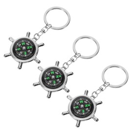 WHAMVOX 3Pcs Rudder Shape Keychain Compass Outdoor Survival Map Compass for Camping Hiking and Travel Durable Metal Design for Easy Direction Indication