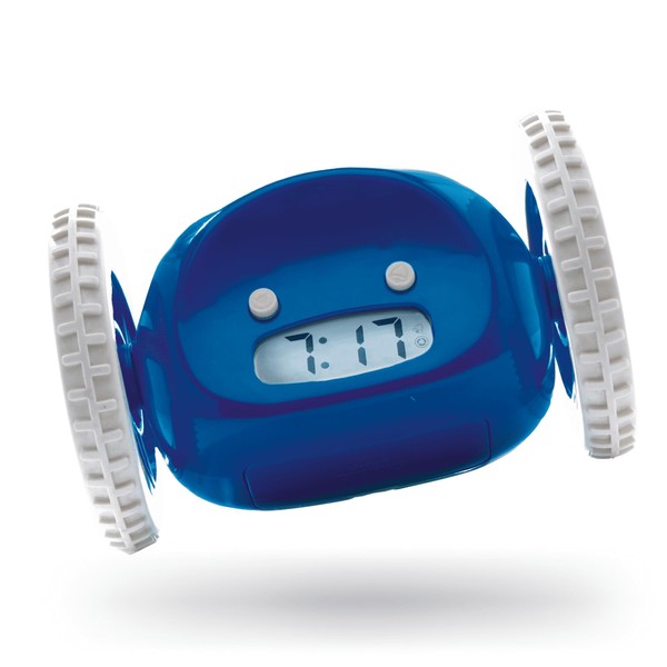 CLOCKY Loud Alarm Clock for Heavy Sleepers on Wheels (Adults Children) Running Away, Drivers, Jumping, Rolling Away, 1 Snooze Function, Digital for Deep Sleepers (Fun Gift) (Navy)