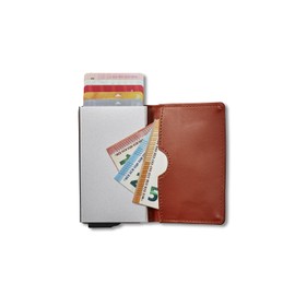 SPACEFLIGHT Small Wallet for Men, Credit Card Holder and Money Holder, Intelligent RFID Wallet Made of High-Quality Leather Wallet, Up to 7 Cards (Brown), brown