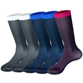 Cityelf 5 Pack Men Silk Socks Sheer Men Dress Socks Ultra Thin Nylon Sox Summer Cool Crew Socks