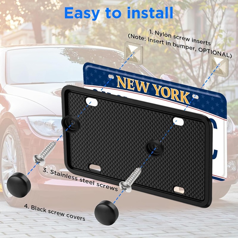VEKENSEE Marco de Matrícula, 2 Pack Porta Placas de Silicona,