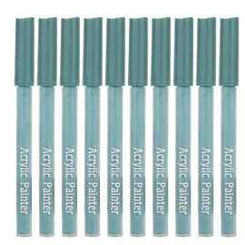10pcs 1100M Acrylic Ink Art Markers Color Drawing Pens for Freehand Sketching DIY Rock Stone Porcelain Mug Glass Wood PaintingDark Green