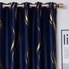 MYRU 1 Pair Luxury Wave Pattern Striped Blackout Curtains with