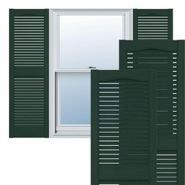 Ekena Millwork LL1S12X02500MG Lifetime Vinyl, Standard Cathedral Top Center Mullion, Open Louver Installation Lok's & Matching Screws Shutter (Per Pair), 12-in. W x 25-in. H, 122-Midnight Green