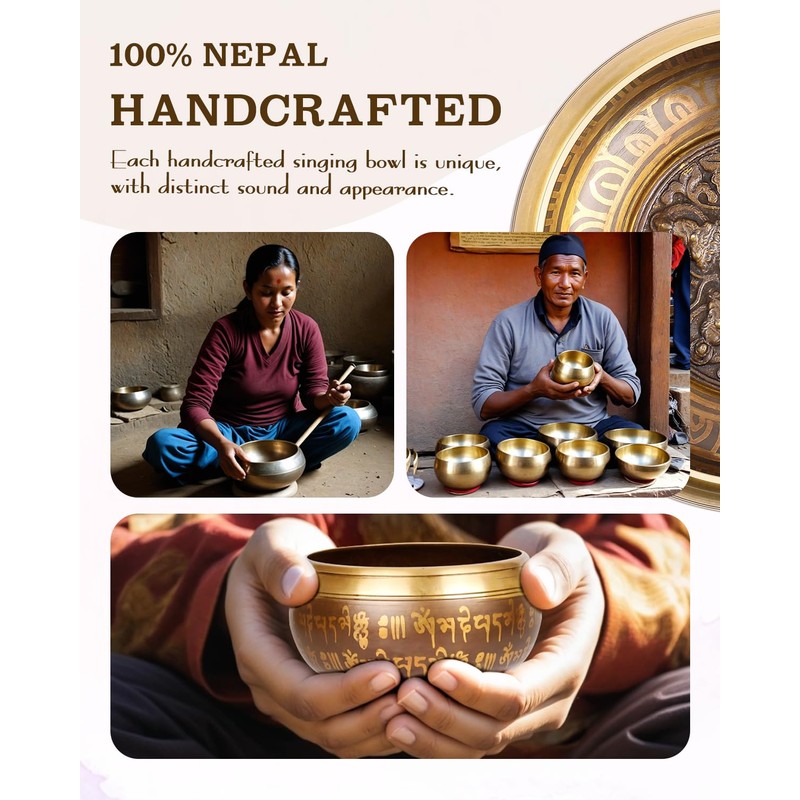 Tibetan Singing Bowl Set — Meditation Sound Bowl Handcrafted in