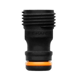 Fiskars 1027060 Tap Connector, for Taps, Male Thread, Diameter 21 mm (G 1/2 Inch), Universal Size, 10 g, Black/Orange