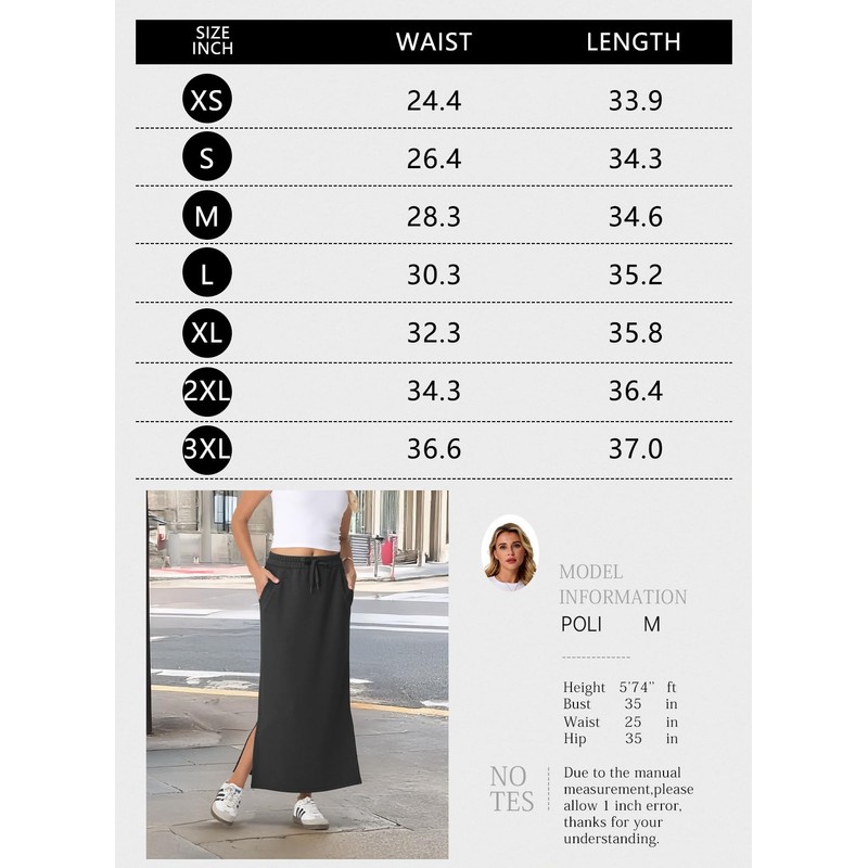 GRECERELLE Womens Summer Maxi Skirts Anti-Wrinkle Casual High Waisted Adjustable