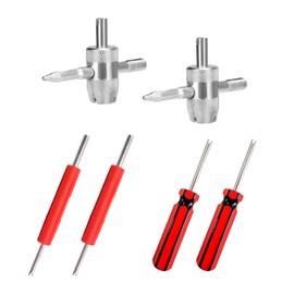 FSTURIOS 6PCS Tire Valve Stem Removal Tool, Single & Double Head Valve Core Remover with 4-Way Tool, Multifunctional Tyre Stem Core Wrench Screwdriver for Motorcycle Car Truck Bike