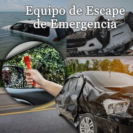 Martillo de Vidrio Seguro para Coche,paquete de 4 herramienta de escape de emergencia, interruptor de martillo de vidrio y cortador de cinturón de seguridad, 2 en 1Escape de emergencia en coche y casa