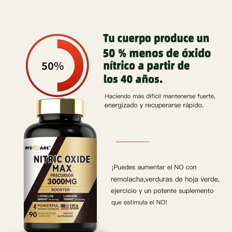 Nitric Oxide Max 3000mg 90caps Arginina Citrulline