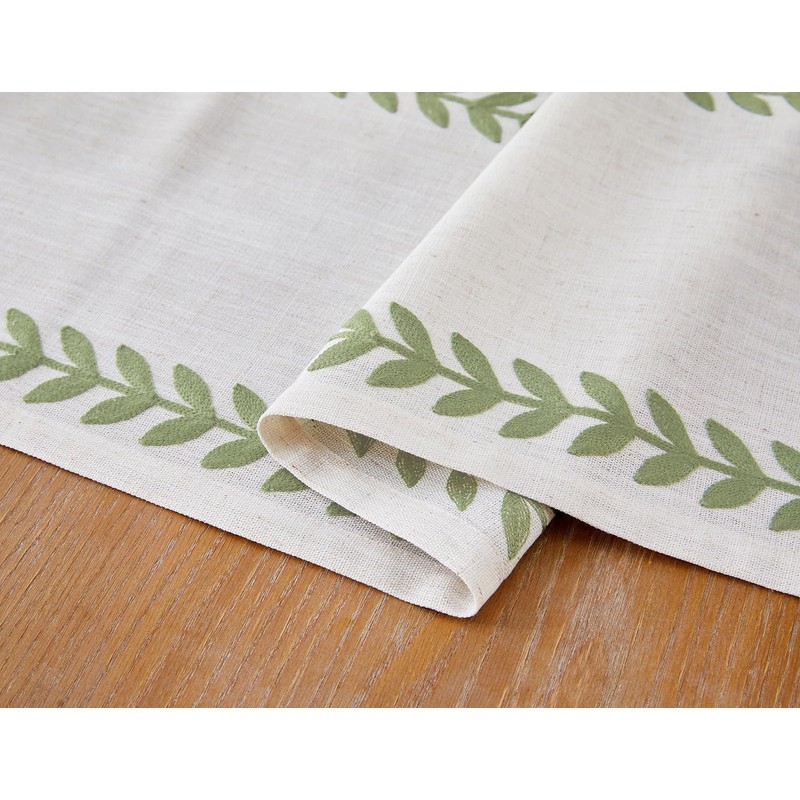 Wracra Embroidered Table Runner Irregular Willow Leaf Table Runners 60