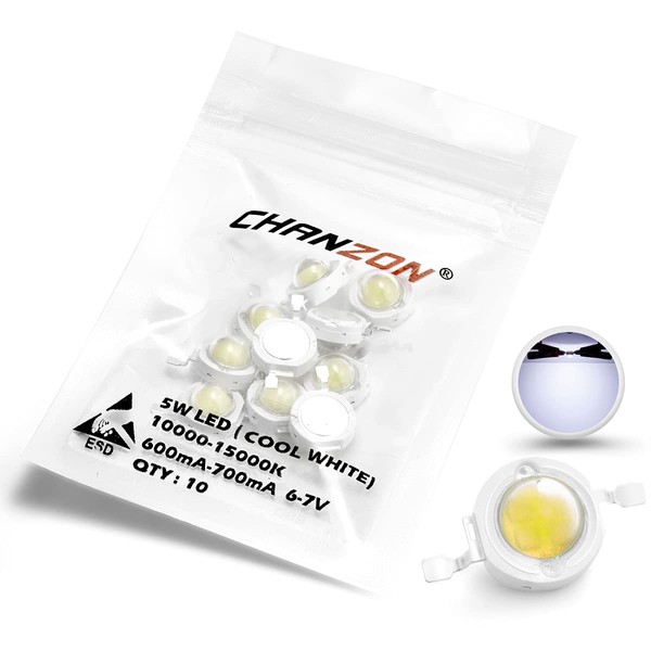 CHANZON 10 pcs High Power Led Chip 5W Cool White
