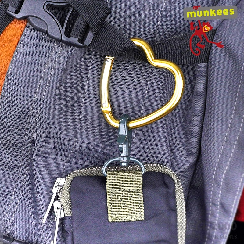 [MUNKEES] Heart Shape Carabiner, Keychain, Aluminum Alloy, Backpack, Bottle Buckle,