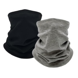 2 Pack Winter Neck Gaiter Warmer for Women Men Soft Fleece Neck Warmers Windproof Warm Face Cover Mask Scarf for Cold Weather Skiing Cycling(Black+Grey)