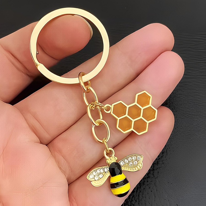 2 Pieces Bee Keychains, Animal Shape Keychains, Creative Keychains, Honeycomb