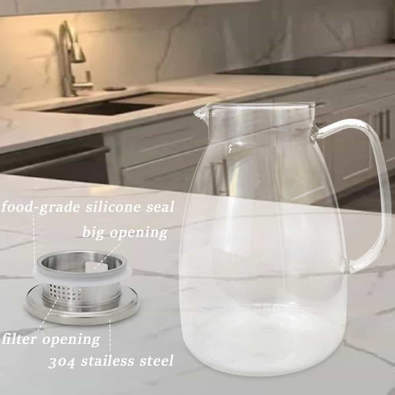 Bunhut Glass Pitcher with Lid,68 oz Water Pitcher for Hot