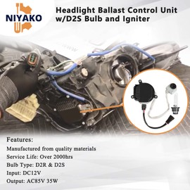 Niyako Xenon HID Ballast Headlight Control Unit with D2S Bulb & Igniter Module Replacement# 28474-89904 28474-8991A Fit 2003-2014 Infiniti 370Z 350Z Altima Murano