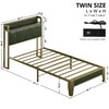 LIKIMIO Twin Bed Frame, Storage Headboard with Charging Station, Solid