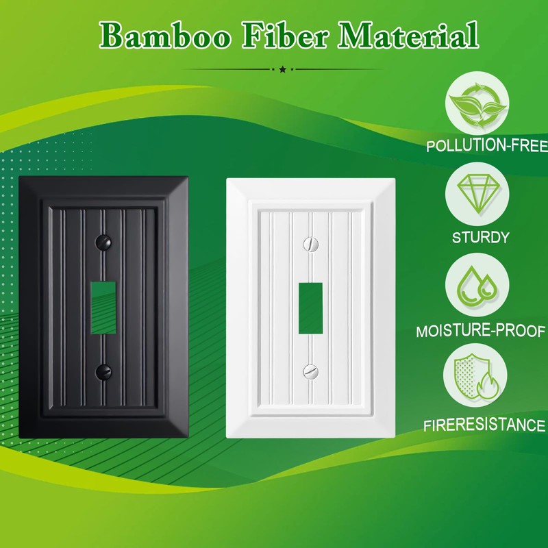 Beadboard Outlet Covers Wall Plates, Bamboo Fiber Light Switch Covers,