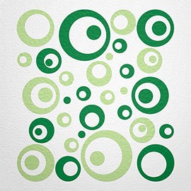 WANDfee® Wall Tattoo, Circles, Dots, 50 Stickers, Colour Choice For Children's Bedroom, Living Room, Hallway, Bathroom, Kitchen, Tile Stickers, green