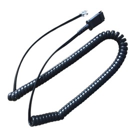 QD to RJ9 Modular Plug Coil Cable Direct Connect Phone Quick Disconnect QD Cable to RJ9 Plug Adapter Cable