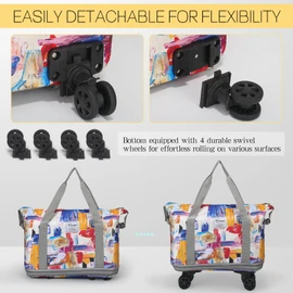VOOWO 4 Pcs Detachable Replacement Wheels for Rolling Duffle Bag, Spinner Wheels for foldable travel bag, No Screws Included