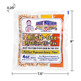 GREAT NORTHERN POPCORN COMPANY -Popcorn Packs - Pre-Measured, Movie Theater Style, All-in-One Kernel, Salt, Oil Packets for Popcorn Machines, 6.25 Ounce (Pack of 24)