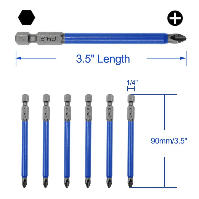 Amgiimor 10Pcs Magnetic Phillips Screwdriver Bits Set 3.5 Inch, 2