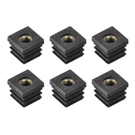 uxcell 6Pcs Inserts for Square Tubes with M8 Thread, for 0.79"x0.79" OD Square Tube, Black Plastic Plug Caster Insert Chair End Caps Furniture Leg Plug