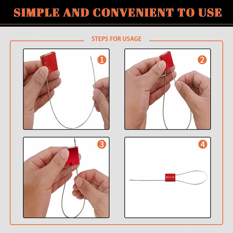 Tanstic 20Pcs Red Steel Security Seals with Aluminum Body, Security