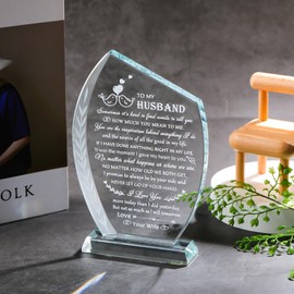 Movdyka Romantic Glass Plaque Gifts for Husband from Wife, Best Husband Birthday Gifts Unique, Wedding Anniversary To My Husband Gifts for Christmas Valentines Day Father's Day