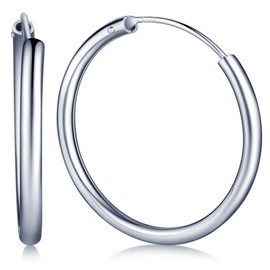 Infinity U Elegant Simple Women's Earrings 925 Sterling Silver Polished Round 30 - 50 mm Hoop Earrings (1/3 Pairs), Silver
