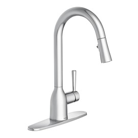 Moen Adler Chrome One-Handle High Arc Kitchen Sink Faucet with Power Clean, Modern Kitchen Faucet with Pull Down Sprayer, 87233