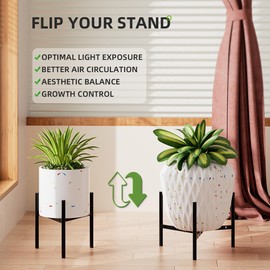 Gaoymsym Plant Stand Indoor Adjustable Pot Holders, Metal Plant Stand Outdoor, Anti-Rust Black Metal Plant Holder for Outdoor Corner and Indoor clearance ,Fits 8"-12" Pots, 9.5" Height, 1 Pack