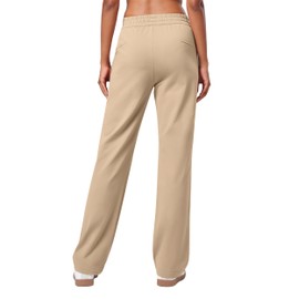 Willit Women's Fleece Lined Pants with Zipper Pockets Winter Thermal Warm Hiking Straight-Leg Pants Khaki L