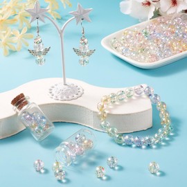 Beadthoven 160Pcs 10mm Acrylic Round Beads AB Color Transparent Crystal Beads Glittery Chunky Bubblegum Beads Mixed Color Plastic Spacer Beads for Jewelry Making Bracelets Earrings Necklace Hole: 2mm