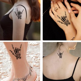Dopetattoo Tattoo design 6 Sheets Temporary Tattoos Hand Skeleton Tattoo Ghost hand Fake tattoos Neck Arm Chest