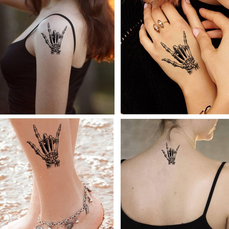 Dopetattoo Tattoo design 6 Sheets Temporary Tattoos Hand Skeleton Tattoo