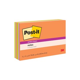Post-it Super Sticky Notes, 6 in x 4 in, Rio de Janeiro Collection, 8 Pads/Pack (6445-SSP)