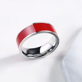 Homxi Men's Ring Gothic Round with Enamel 7 mm Stainless Steel White, Stainless steel