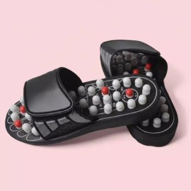 지압 슬리퍼 자갈 타입 실내화 발바닥 자극용 블랙 3사이즈 [38-39 (S)] Acupressure Slippers Pebble Type Indoor Shoes for Foot Sole Stimulation Black Size 3 [38-39 (S)]