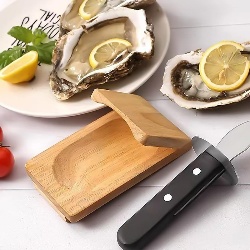 2 Piece Oyster Shucking Tools, Kitchen Tools, Wooden Shucking Tools,